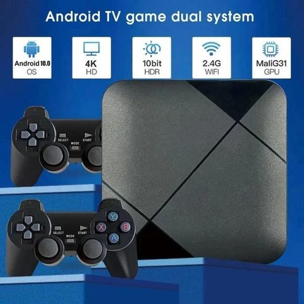 Ігрова консоль приставка для телевізора 4K система Android TV 10 4G Wi-Fi HD з двома джойстиками ws59446 фото
